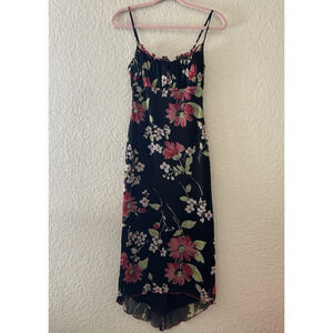 Y2K Wet Seal All Over Floral Mesh Midi Dress Asymmetrical Hem Small Whimsigoth